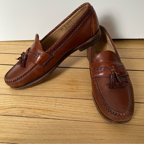 Allen Edmonds Shoes Mens 9.5 D Maxfield Brown Leather Tassel Loafer Designer